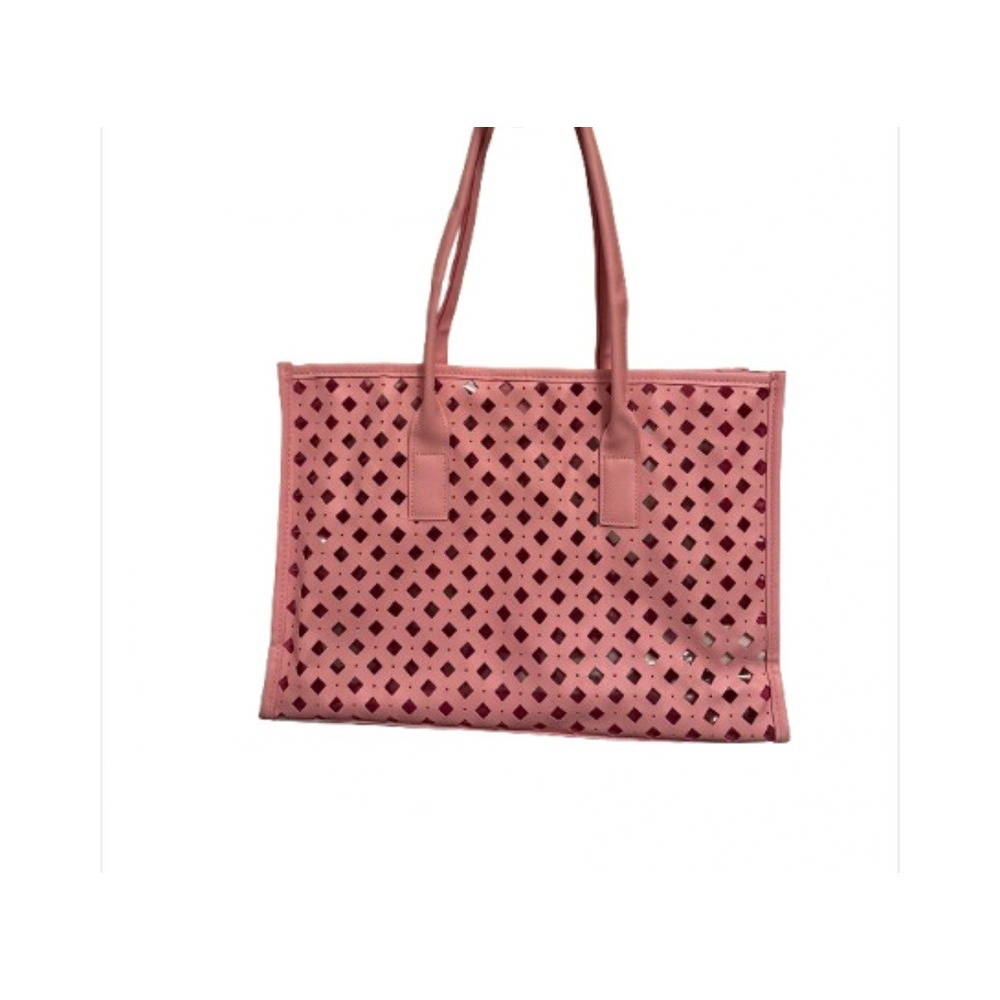 Elizabeth Arden Argyle Pink Tote Beach Bag 16" x‎ 11" Clear Lined NWOT